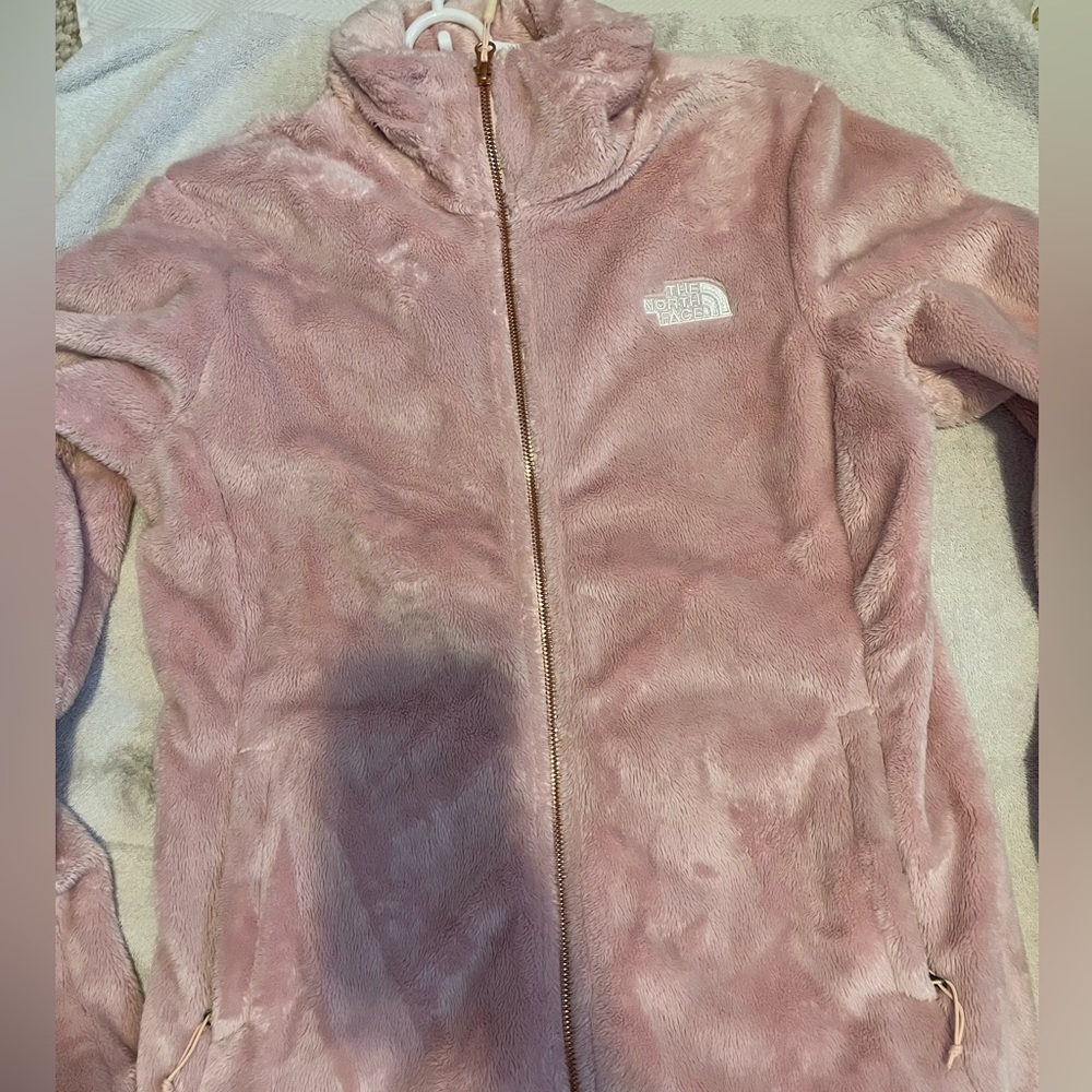 Pink and rose gold northface jacket